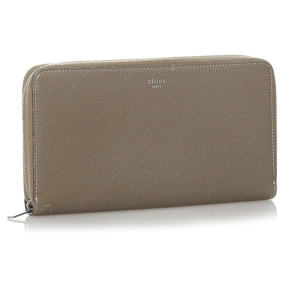 CELINE Drummed Calfskin Large Zip Around Multifunction Wallet Souris - Picture 4 of 9